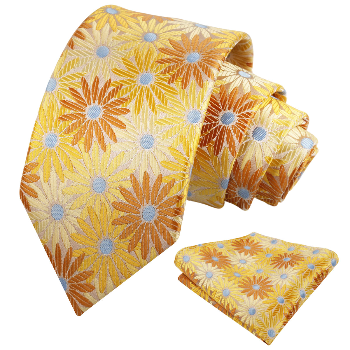Mens 3.15'' Colorful Flower Necktie and Pocket Square Set Wedding Casual Rustic Tie and Hanky Set-941