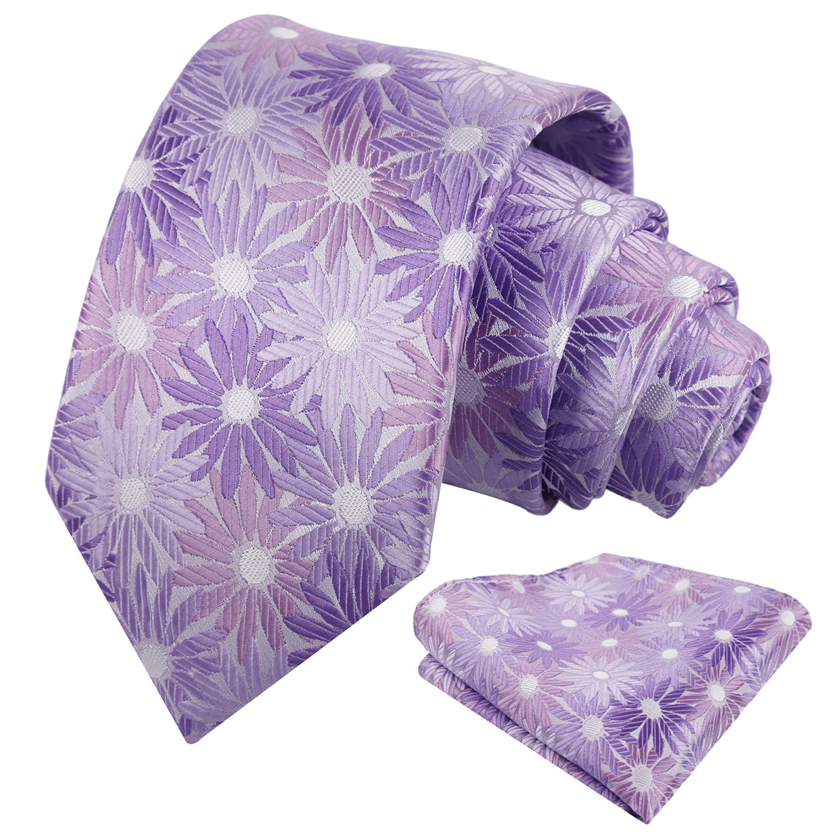 Mens 3.15'' Colorful Flower Necktie and Pocket Square Set Wedding Casual Rustic Tie and Hanky Set-941