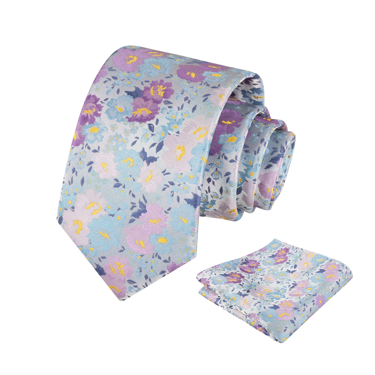 Mens 3.15inch Impressionist Painterly Garden-themed Necktie with Floral Printed Pocket Square-920