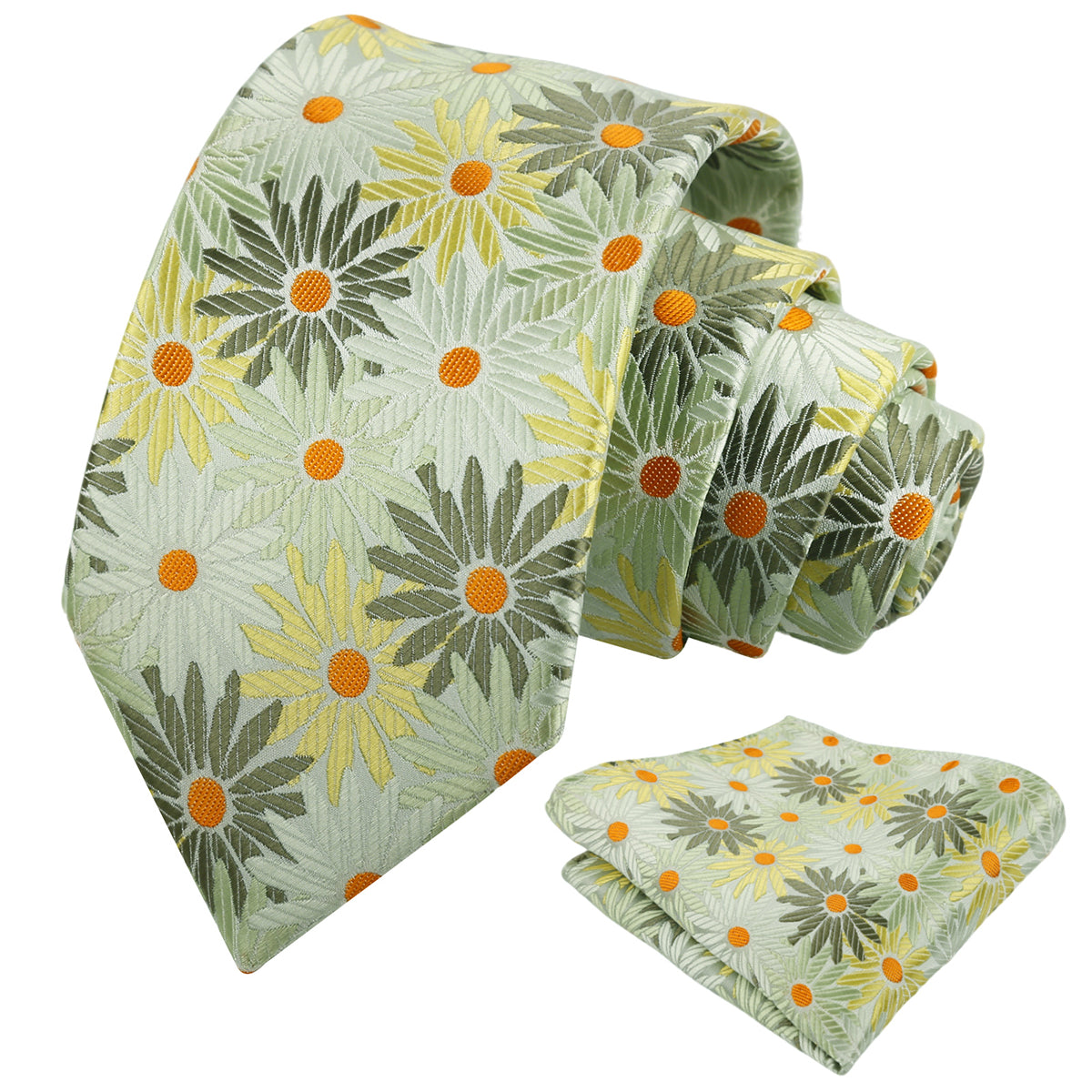 Mens 3.15'' Colorful Flower Necktie and Pocket Square Set Wedding Casual Rustic Tie and Hanky Set-941