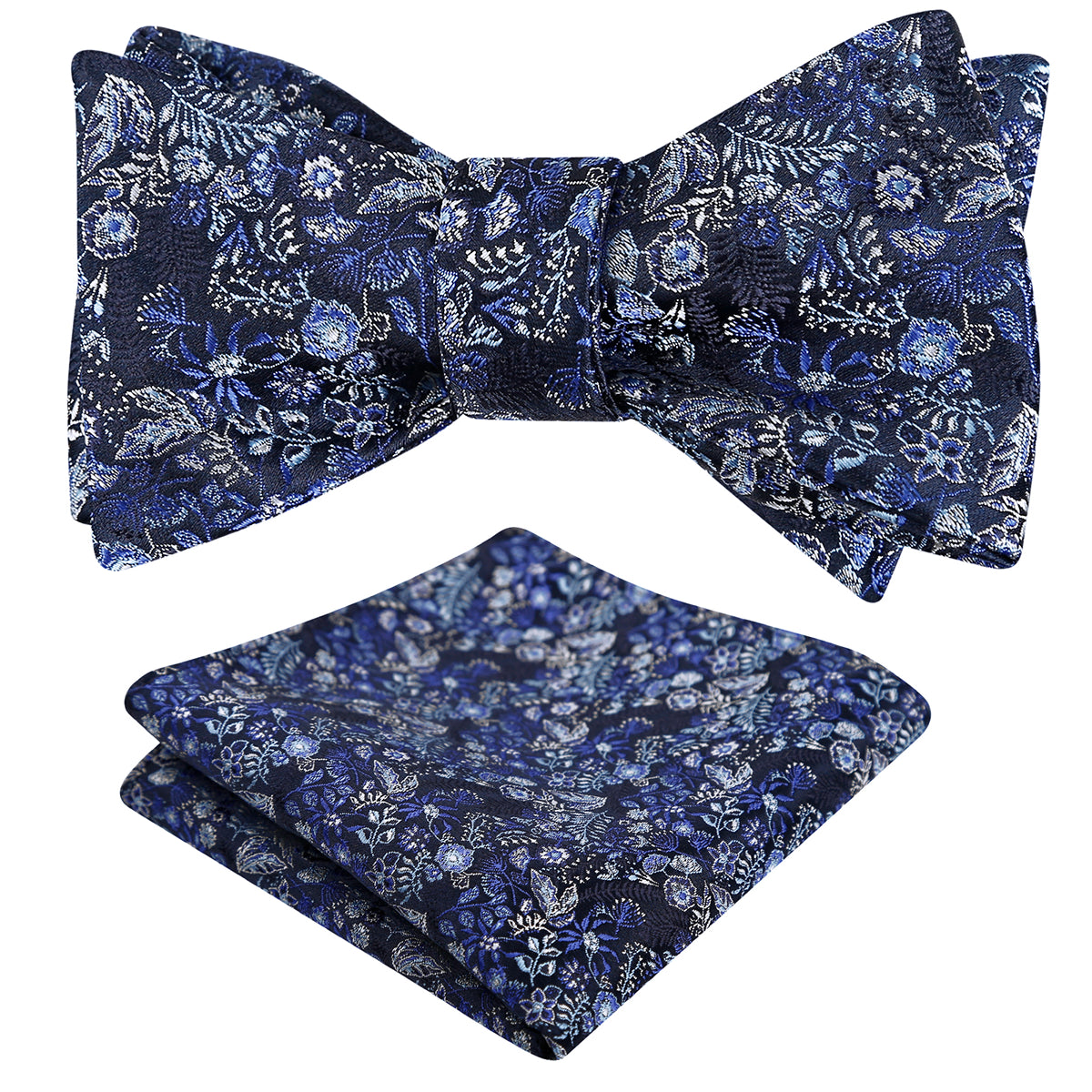 Mens 2pcs Self-tied Vintage Floral Leaf Pattern Bow Tie with Pocket Square Set-032