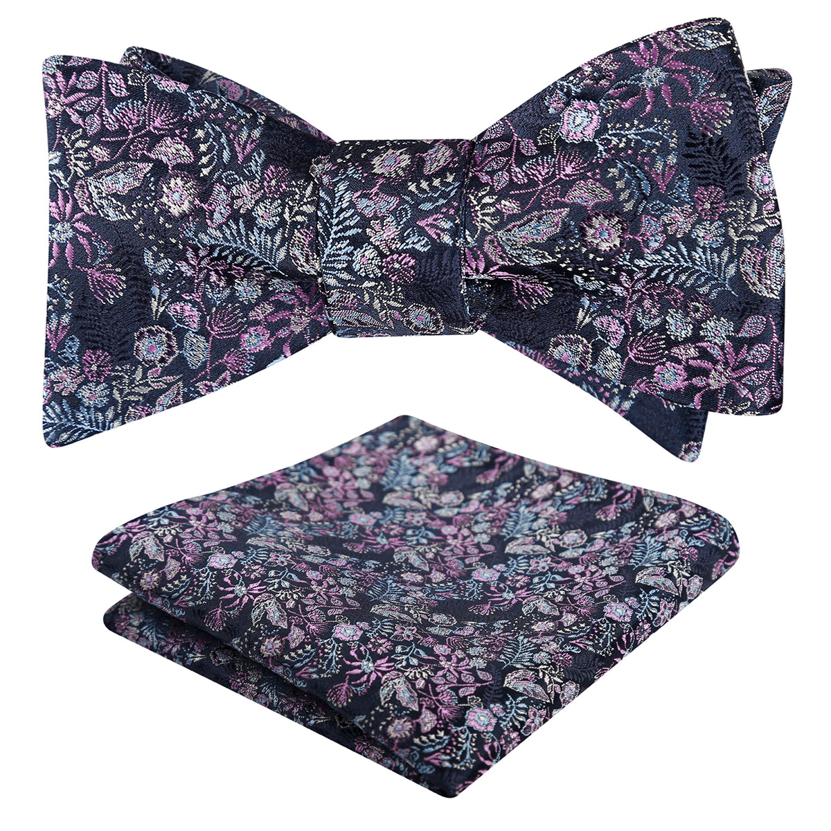 Mens 2pcs Self-tied Vintage Floral Leaf Pattern Bow Tie with Pocket Square Set-032