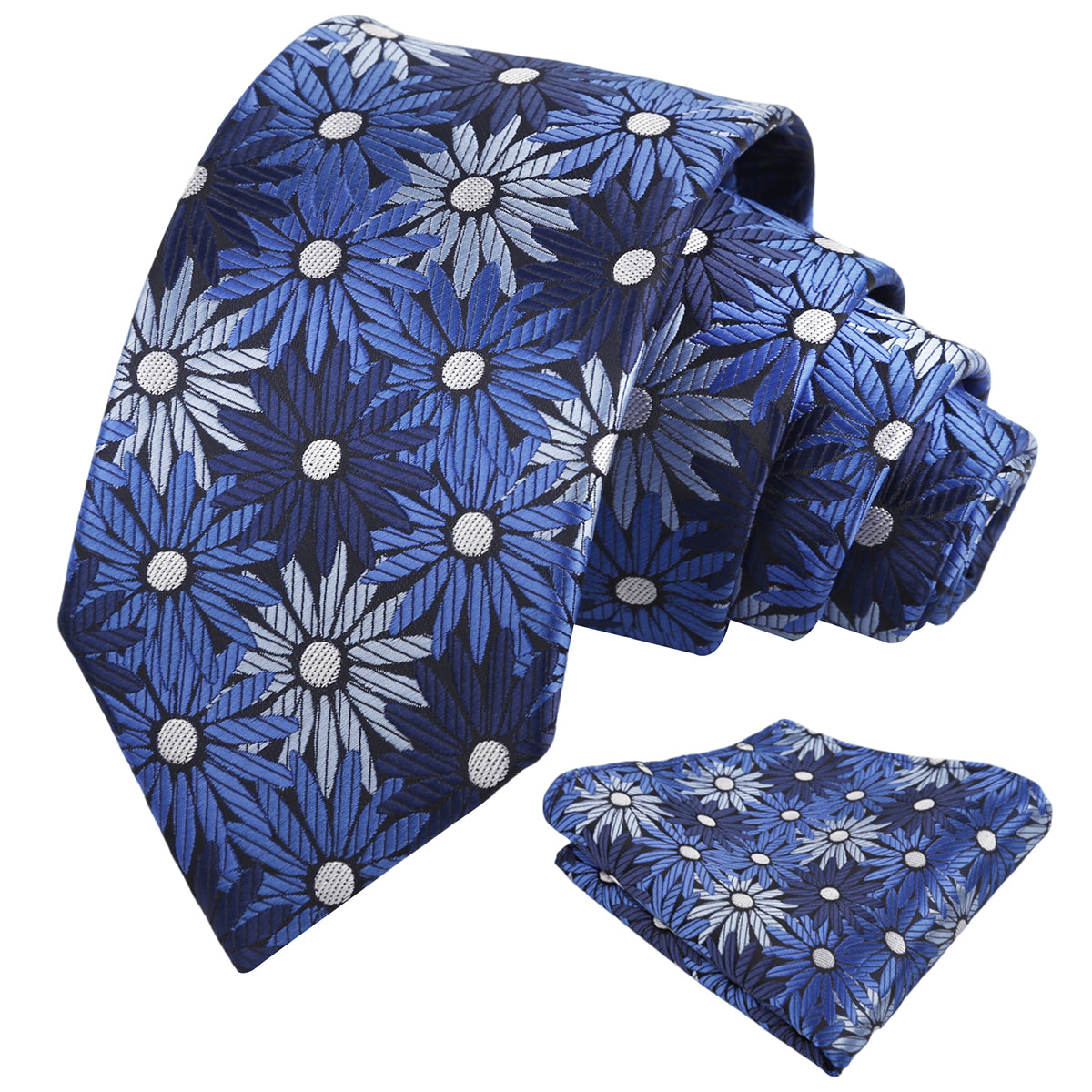 Mens 3.15'' Colorful Flower Necktie and Pocket Square Set Wedding Casual Rustic Tie and Hanky Set-941