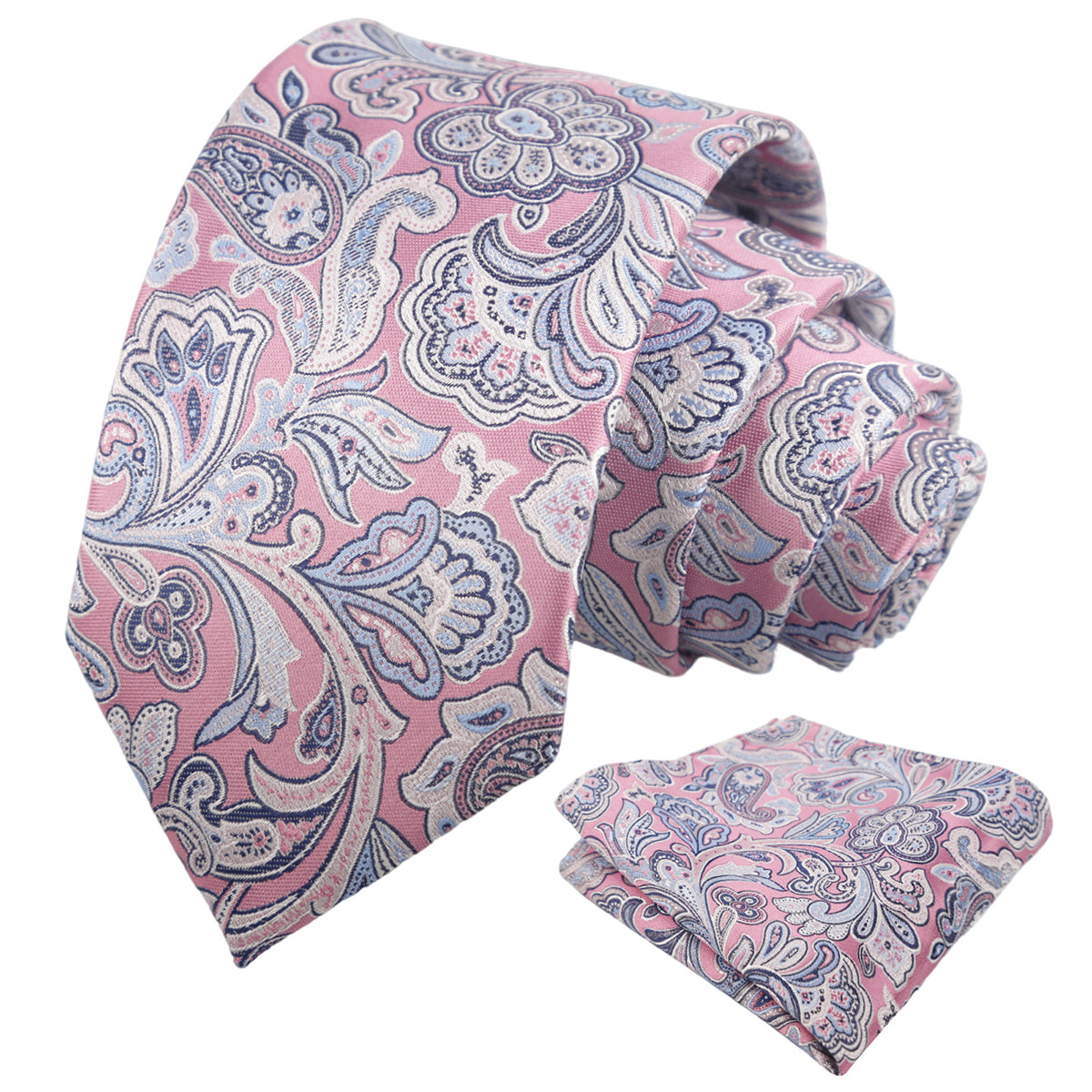 Mens 3.15'' Exquisite Paisley Floral Scrollwork Necktie with Pocket Square for Wedding-953