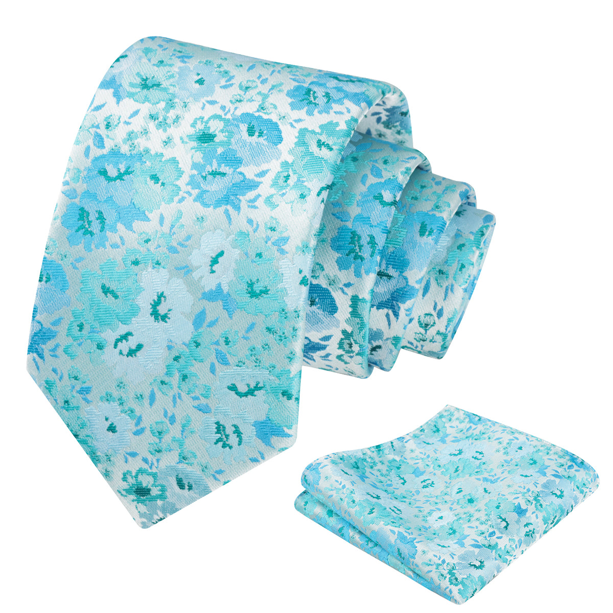 Mens 3.15inch Impressionist Painterly Garden-themed Necktie with Floral Printed Pocket Square-920