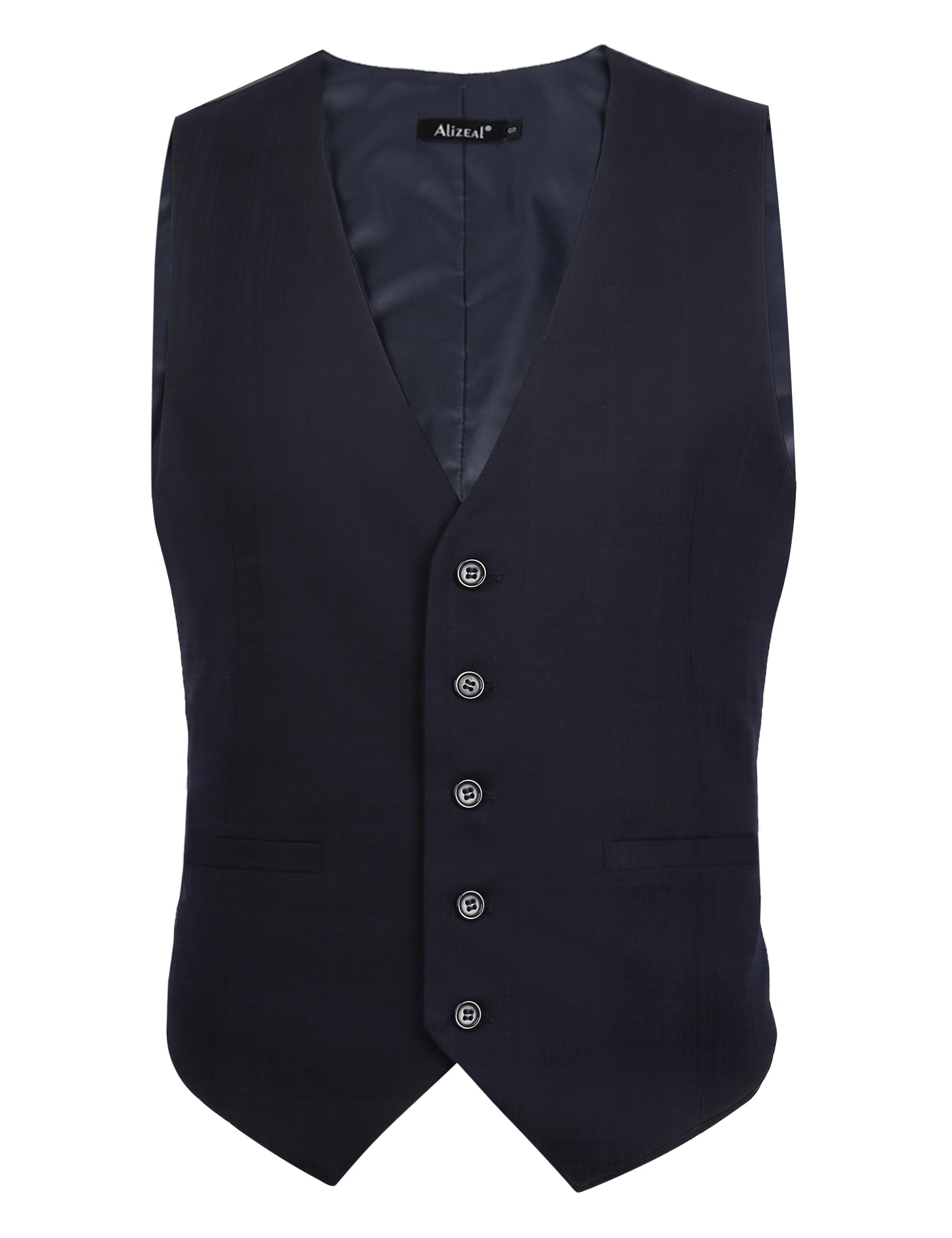Men's Plaid Business Suit Vest Formal Dress Slim Fit Waistcoat, 194-Dark Navy