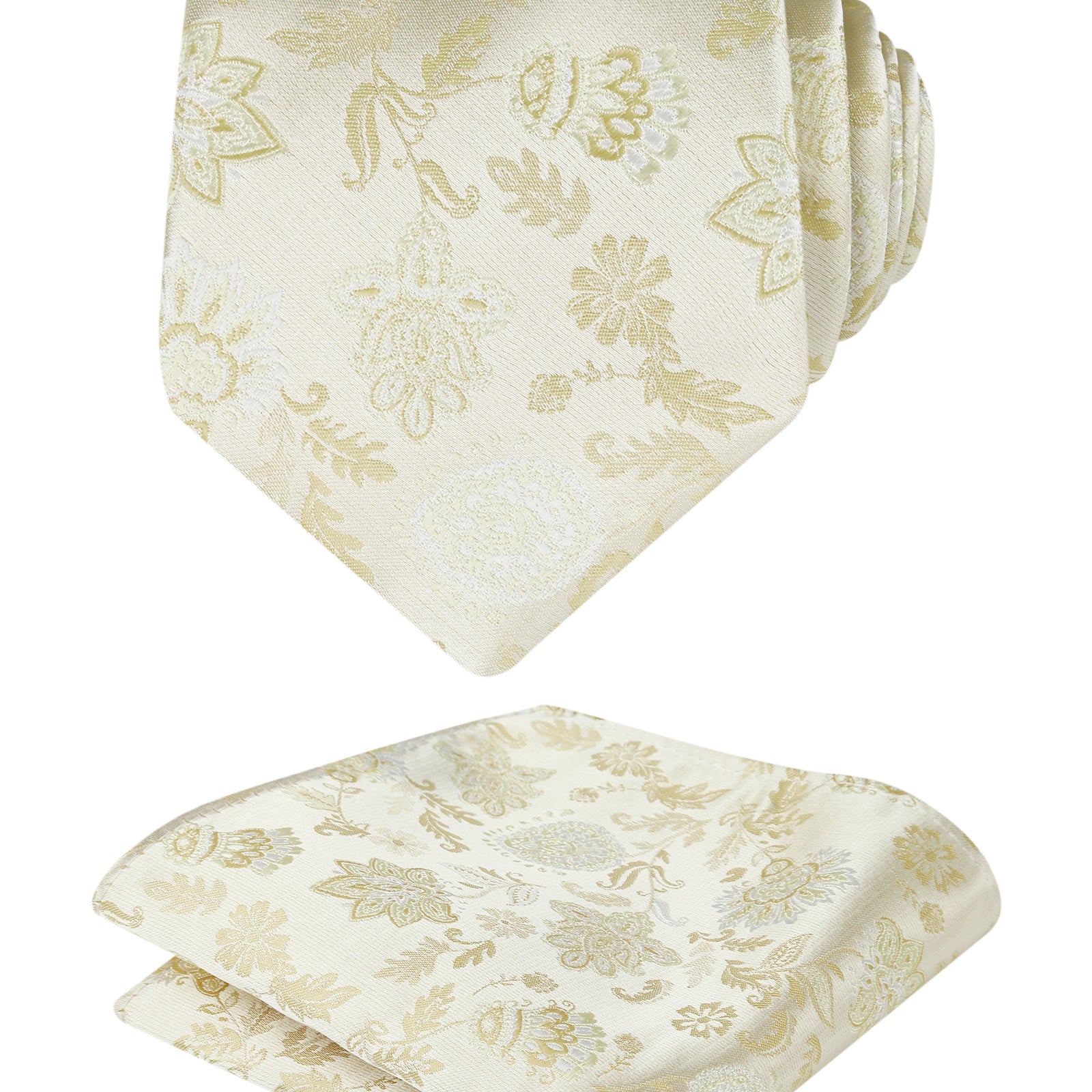 Herren-Krawatte mit Blumenmuster, 8 cm, mit Einstecktuch mit Blumenmuster, Set Nr. 109