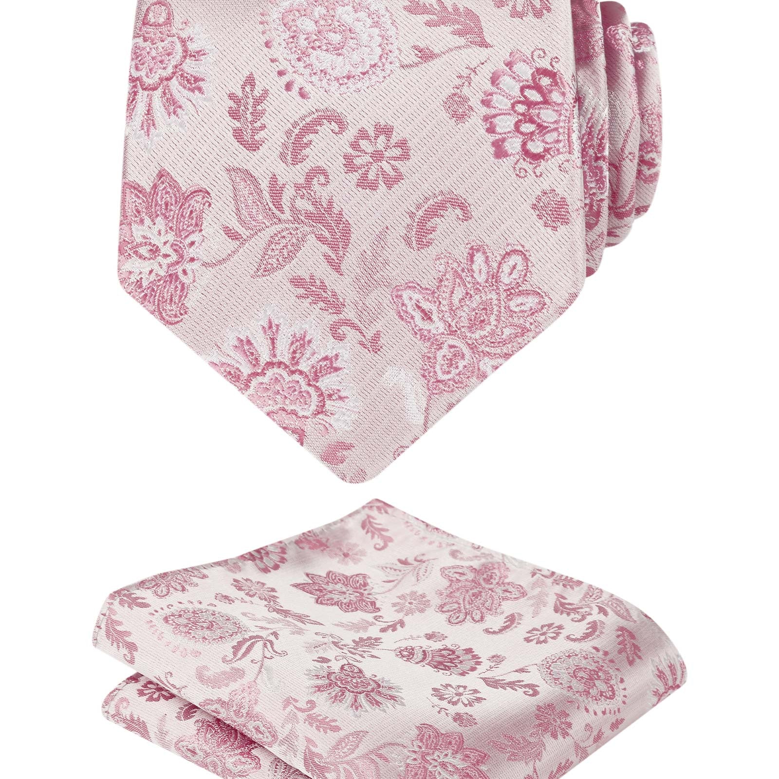 Herren-Krawatte mit Blumenmuster, 8 cm, mit Einstecktuch mit Blumenmuster, Set Nr. 109