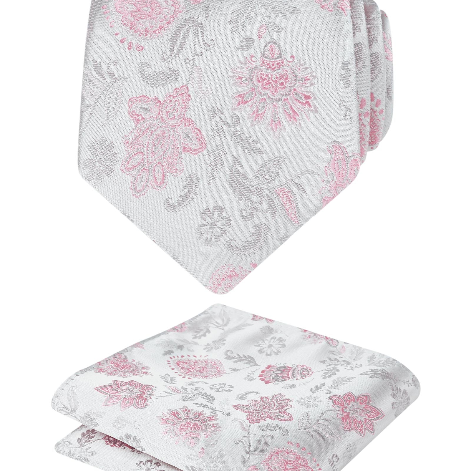 Herren-Krawatte mit Blumenmuster, 8 cm, mit Einstecktuch mit Blumenmuster, Set Nr. 109