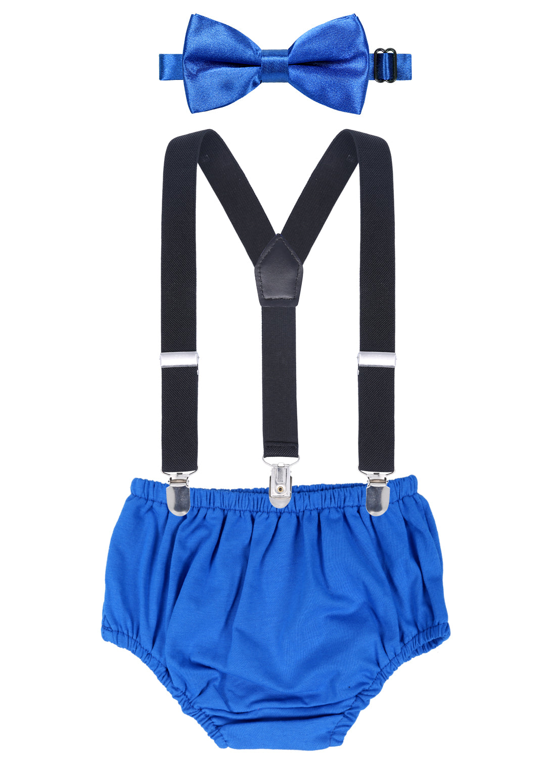 Boy's Cake Smash Costumes Combo including Adjustable Bowtie, Elastic Suspender and Bloomers Set, BD049
