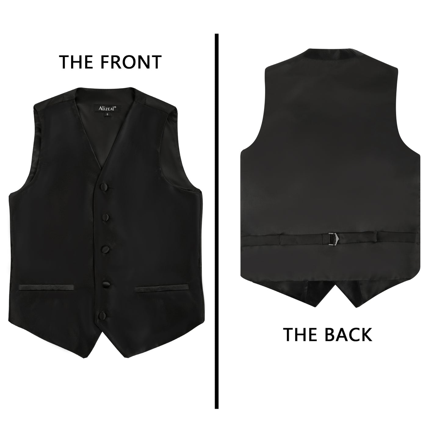 Boy's Classic Solid Bow Tie, Necktie and Suit Vest Set, 078-Black