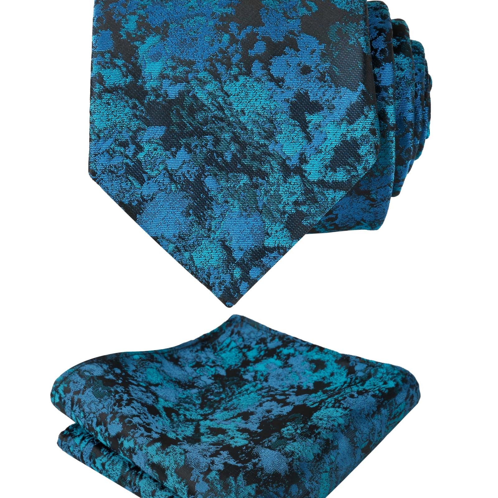 Men's 3.15inches Floral Printed Necktie with Handkerchief Set, 125