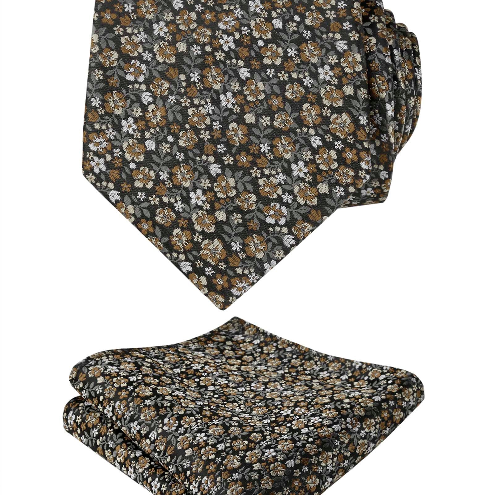 Men's Floral Pattern Tie with Flower Printed Pocket Square 3.15inches Colorful Tie Set,-142