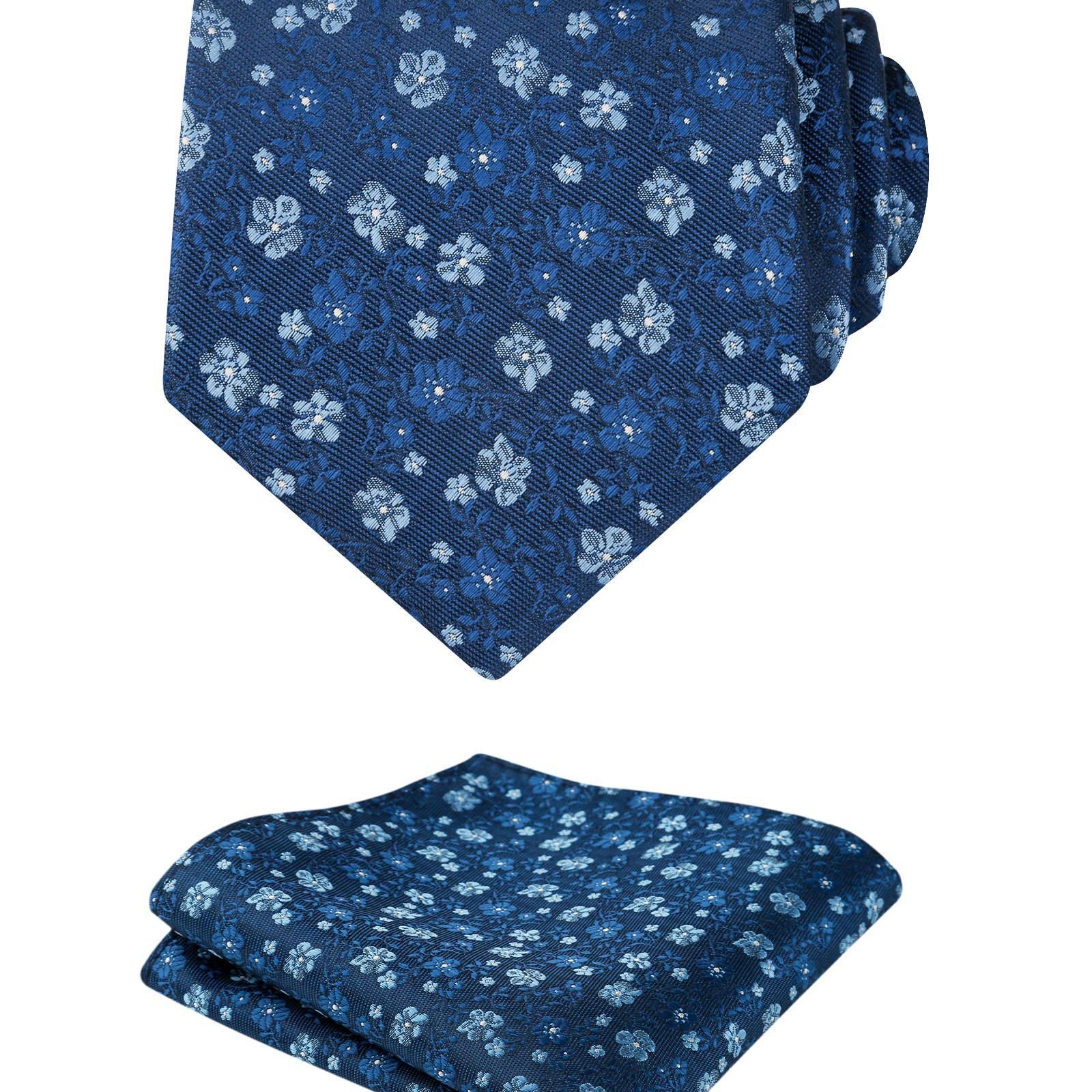 Men's Floral Pattern Tie with Flower Printed Pocket Square 3.15inches Colorful Tie Set,-142