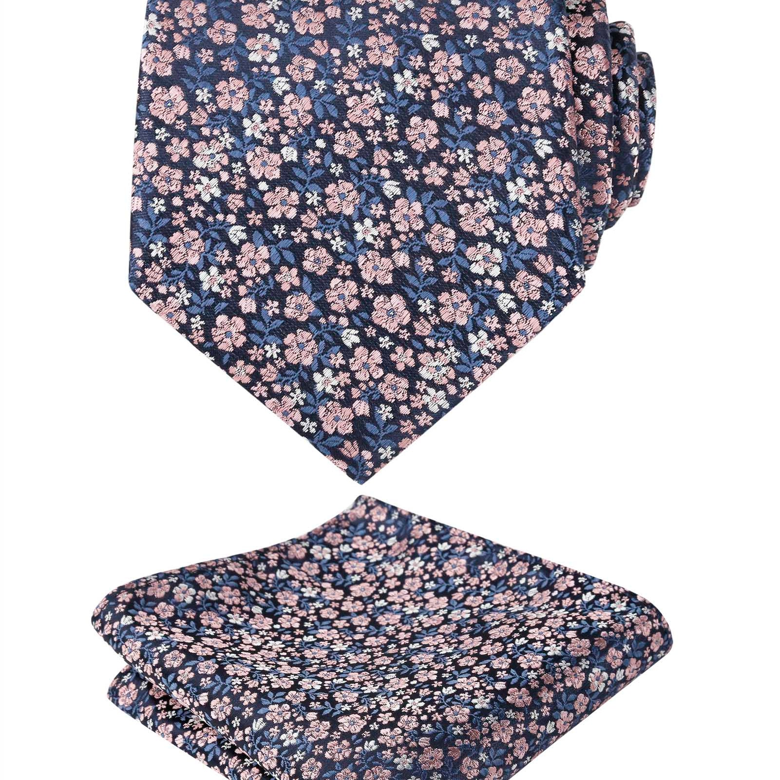 Men's Floral Pattern Tie with Flower Printed Pocket Square 3.15inches Colorful Tie Set,-142