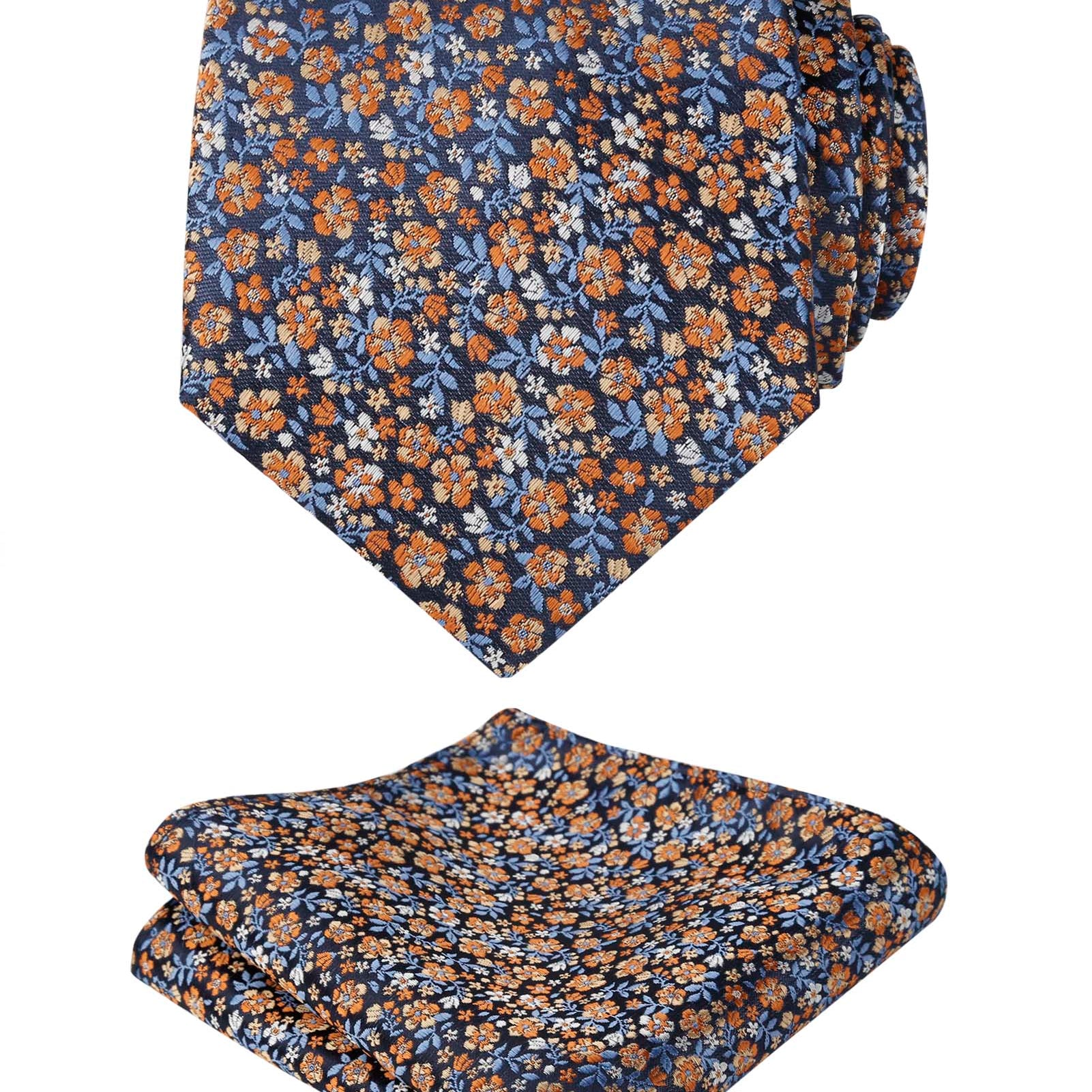 Men's Floral Pattern Tie with Flower Printed Pocket Square 3.15inches Colorful Tie Set,-142