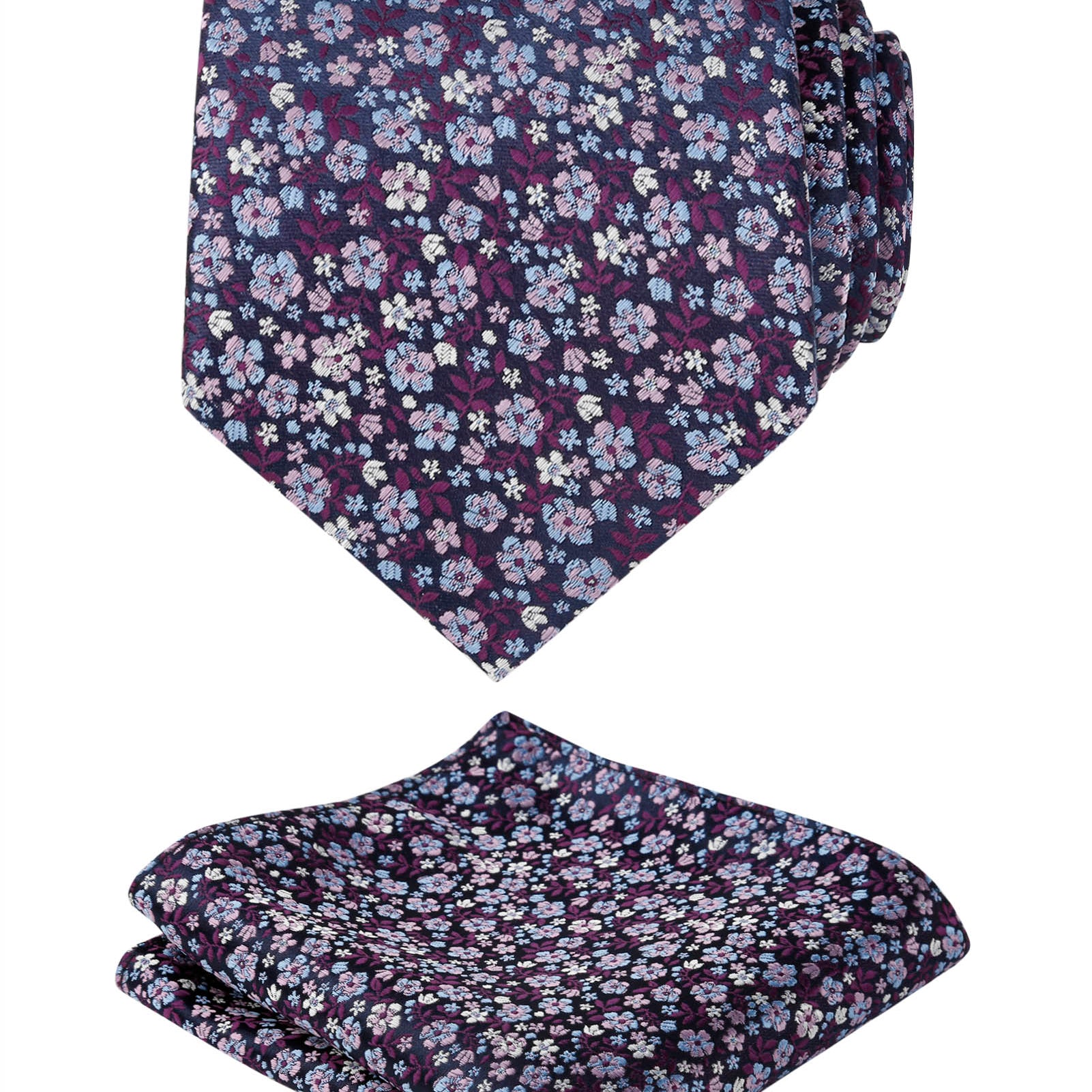 Men's Floral Pattern Tie with Flower Printed Pocket Square 3.15inches Colorful Tie Set,-142