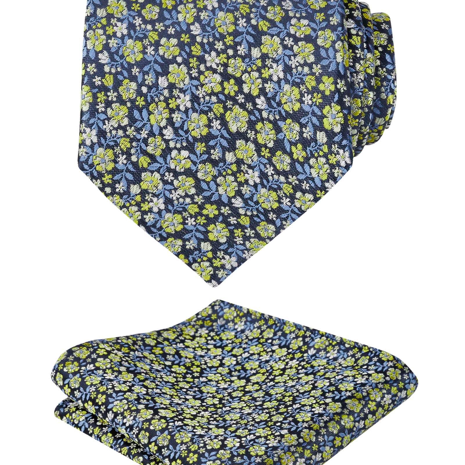 Men's Floral Pattern Tie with Flower Printed Pocket Square 3.15inches Colorful Tie Set,-142