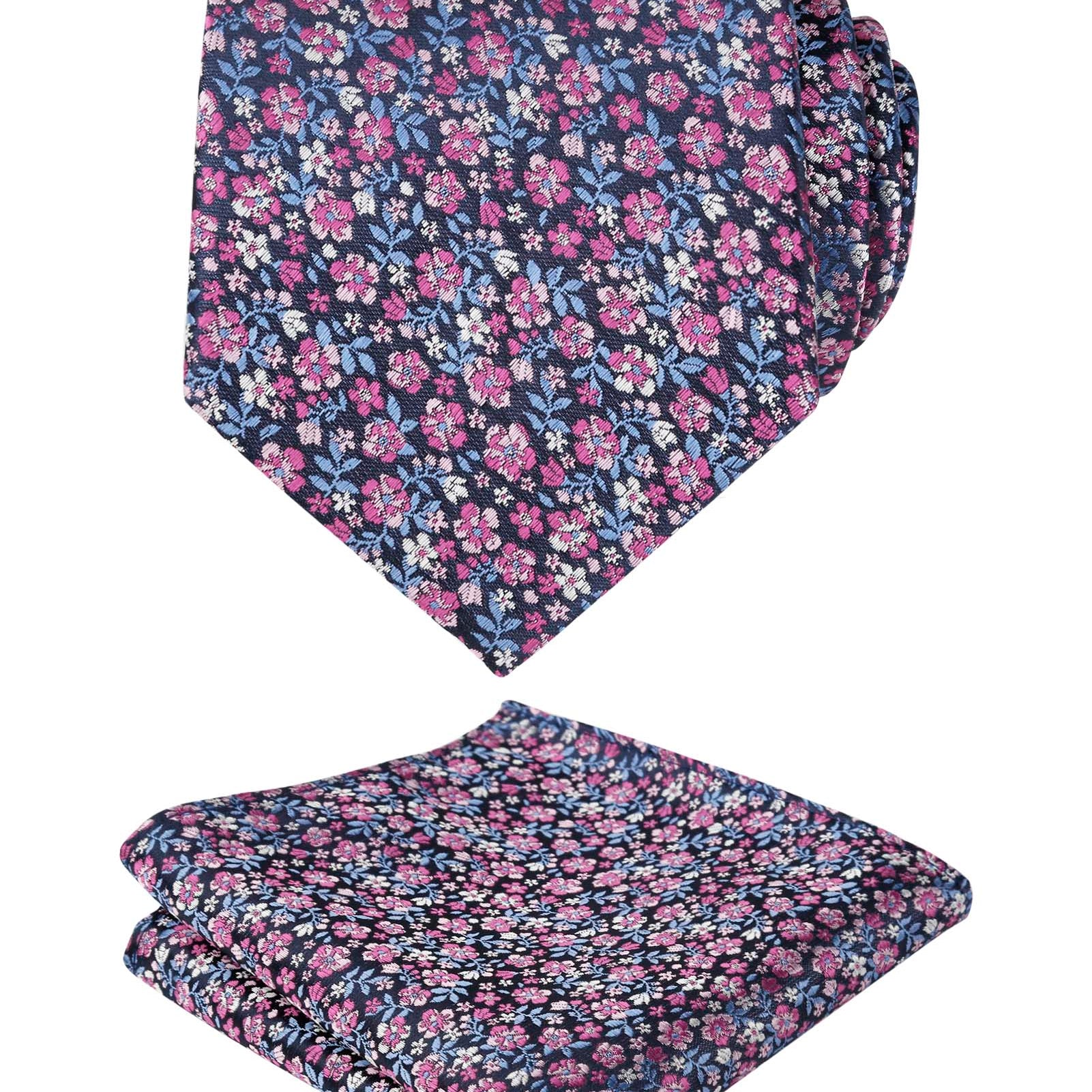Men's Floral Pattern Tie with Flower Printed Pocket Square 3.15inches Colorful Tie Set,-142