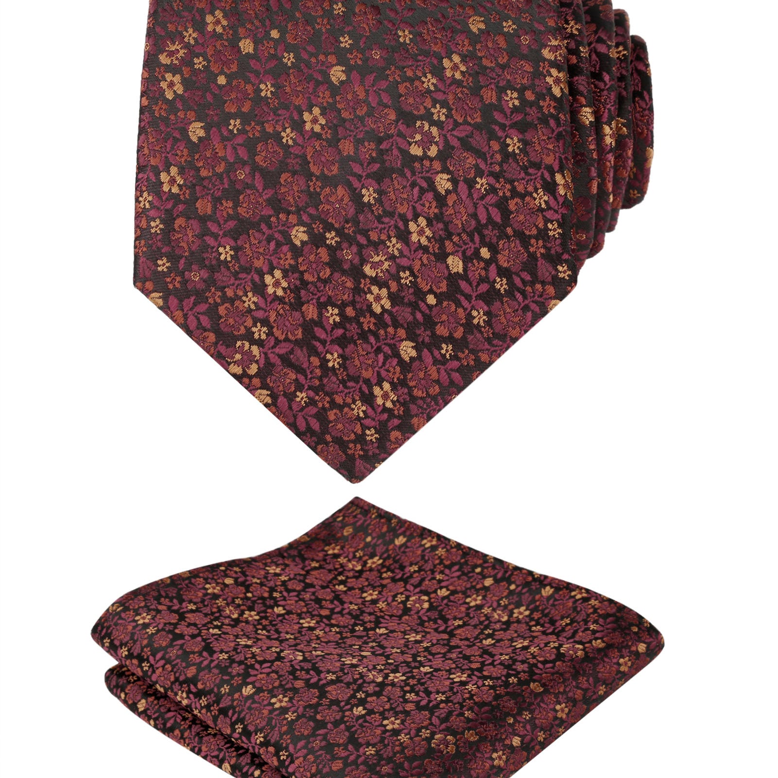 Men's Floral Pattern Tie with Flower Printed Pocket Square 3.15inches Colorful Tie Set,-142