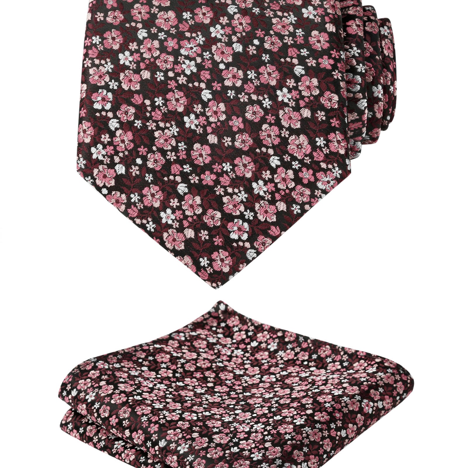 Men's Floral Pattern Tie with Flower Printed Pocket Square 3.15inches Colorful Tie Set,-142