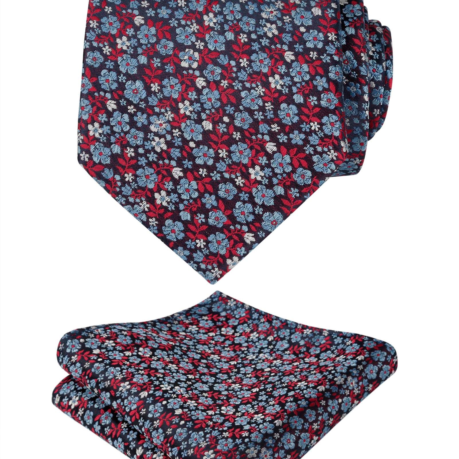 Men's Floral Pattern Tie with Flower Printed Pocket Square 3.15inches Colorful Tie Set,-142