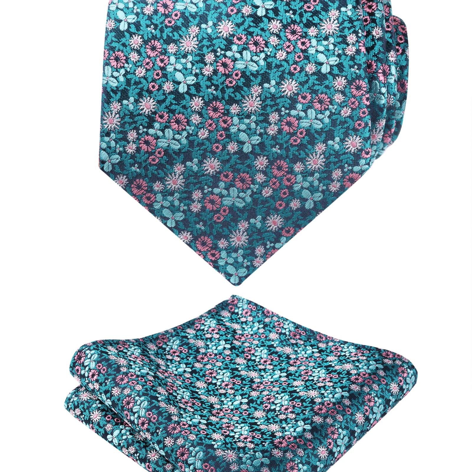 Men's Floral Pattern Tie with Flower Printed Pocket Square 3.15inches Colorful Tie Set,-142