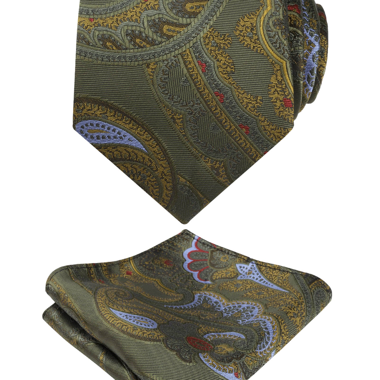 Men's Paisley Necktie with Pocket Square 59 * 3.15in Self-tied Tie Set, 144