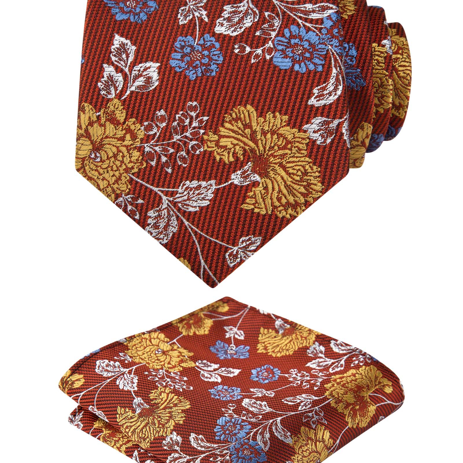 Men's 3.15'' Colorful Flower Pattern and handkerchief Necktie Set, 148