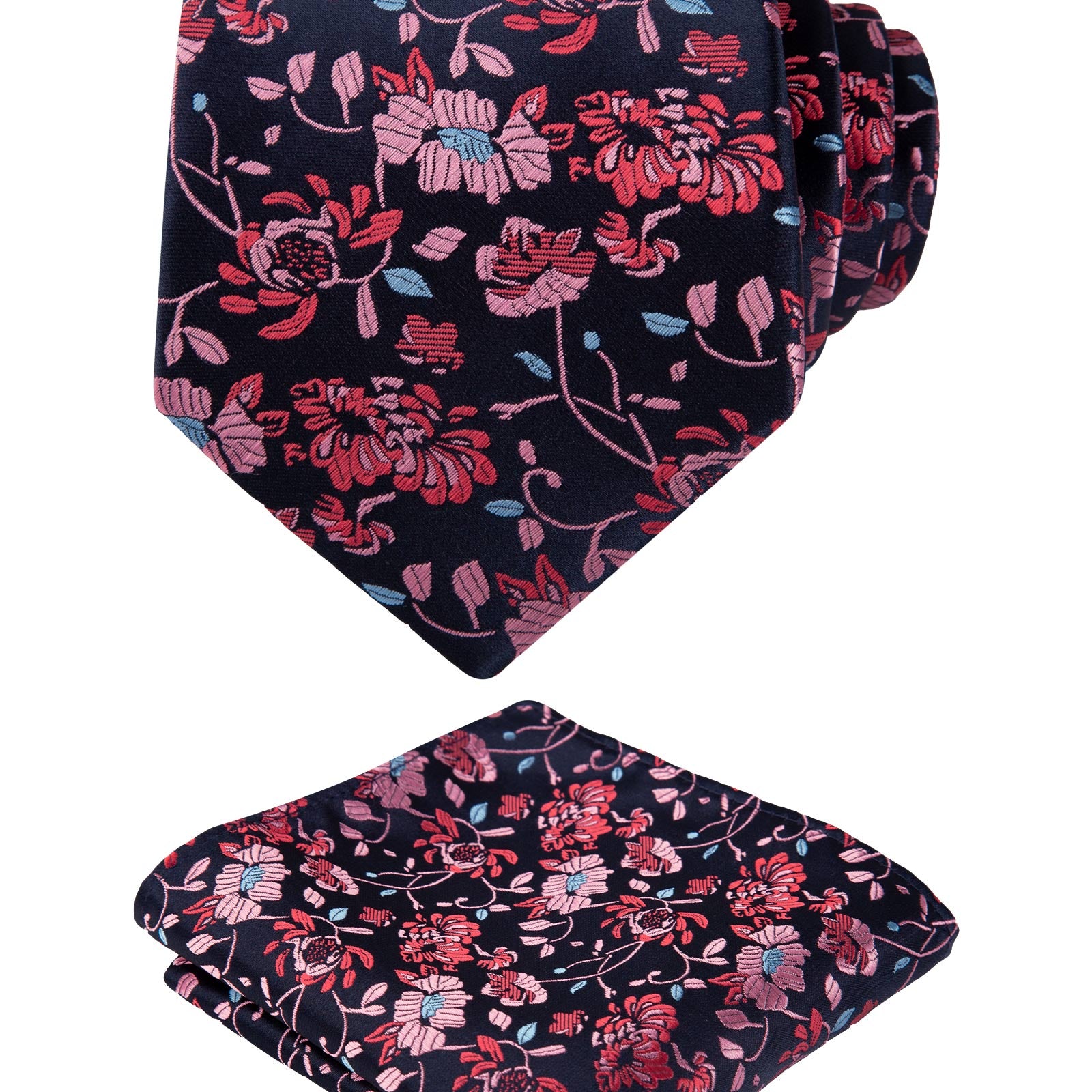 Men's 3.15'' Colorful Flower Pattern and handkerchief Necktie Set, 148