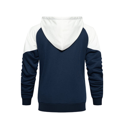 Men's Navy Full Zip-up Hoodie Sweatshirt Set SS009