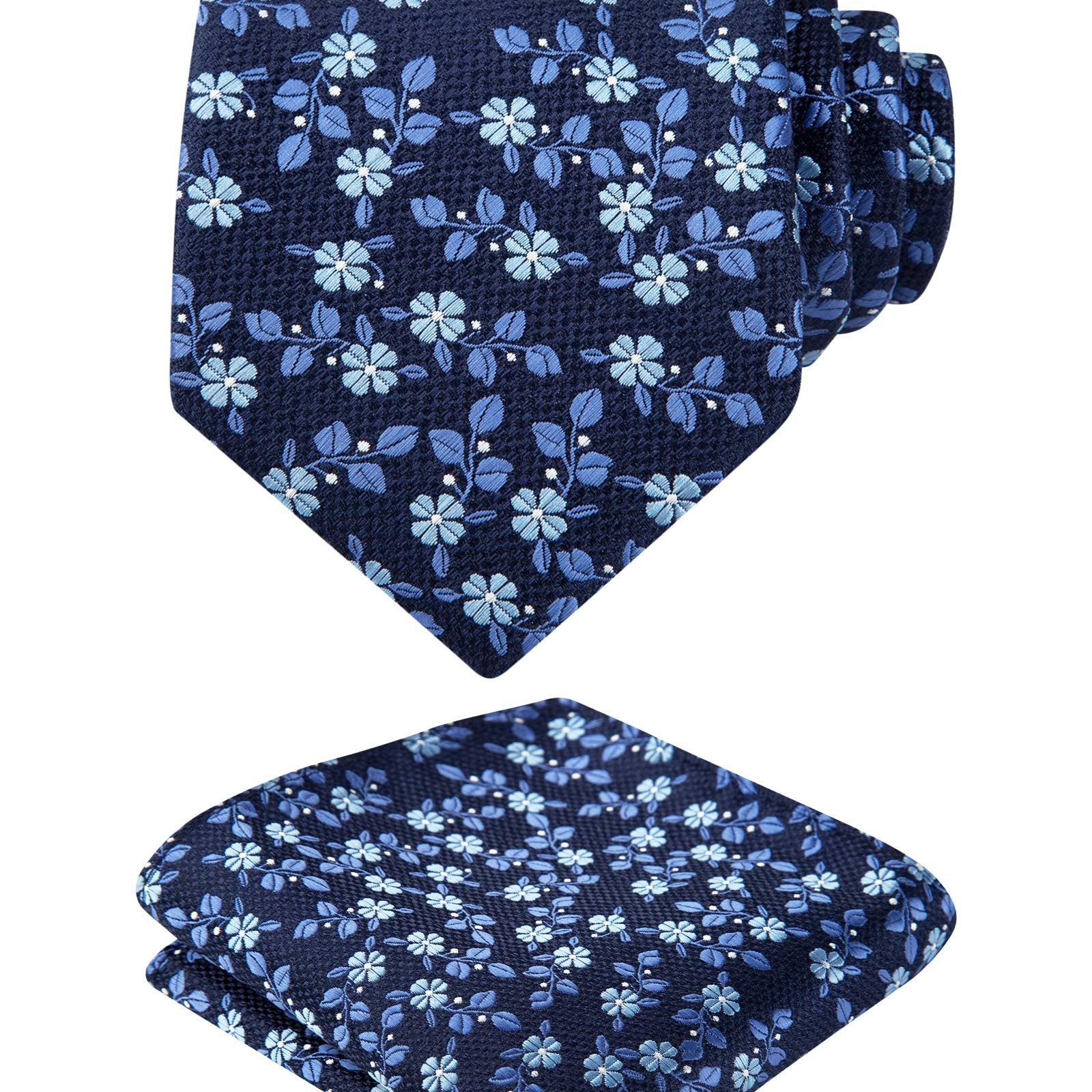 Men's 3.15inches Rose Flower Pattern Tie with Floral Printed Pocket Square Set, 151