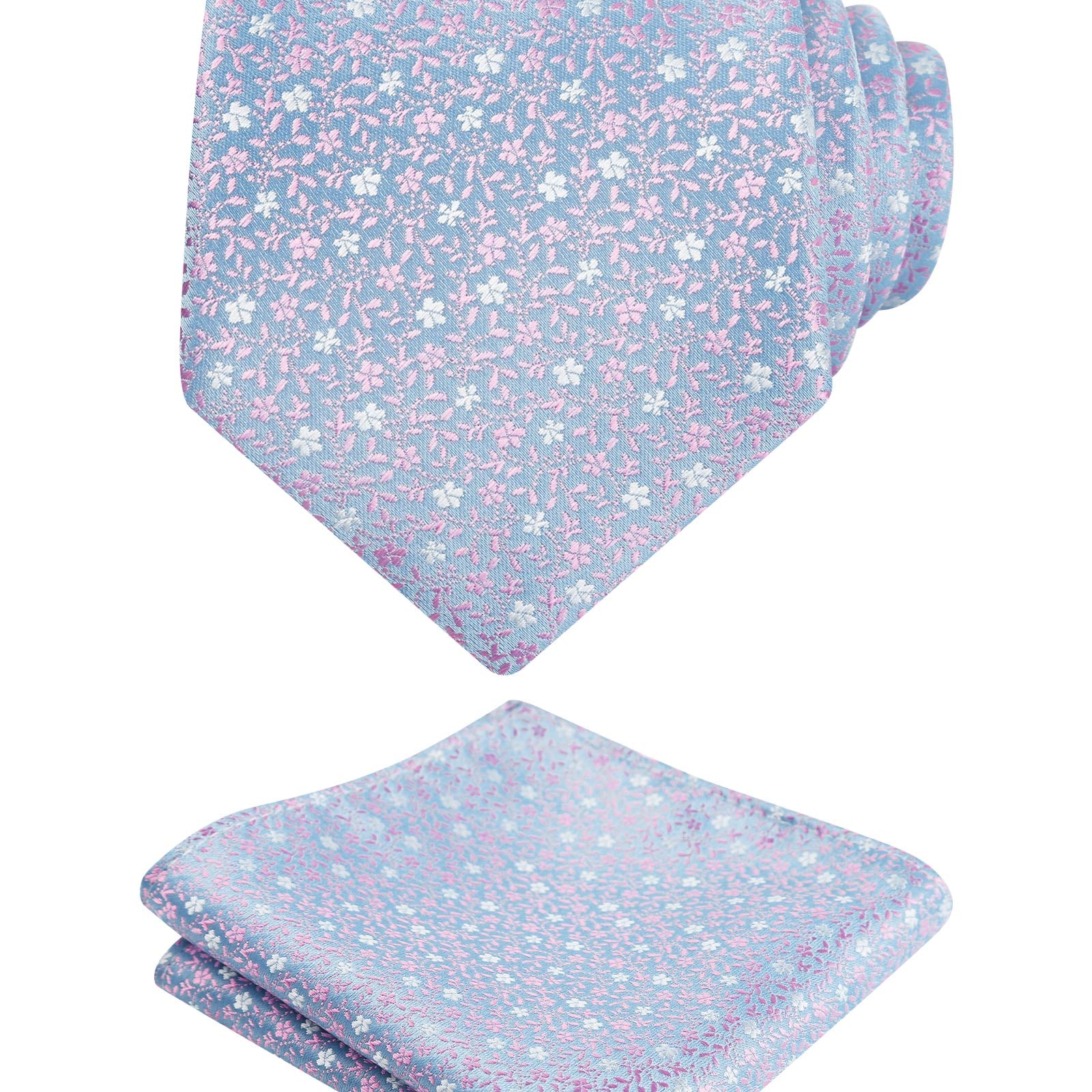 Men's 3.15'' Floral Pattern Tie with Flower Printed Pocket Square Colorful Tie Set, 152