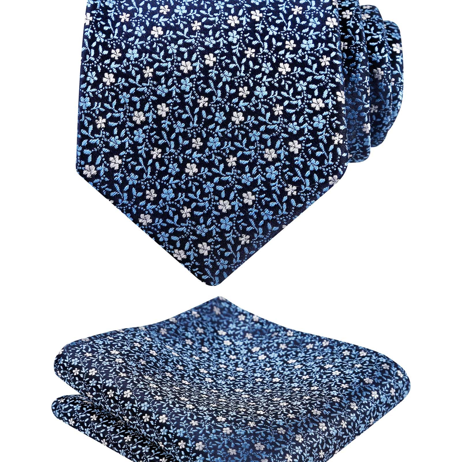 Men's 3.15'' Floral Pattern Tie with Flower Printed Pocket Square Colorful Tie Set, 152