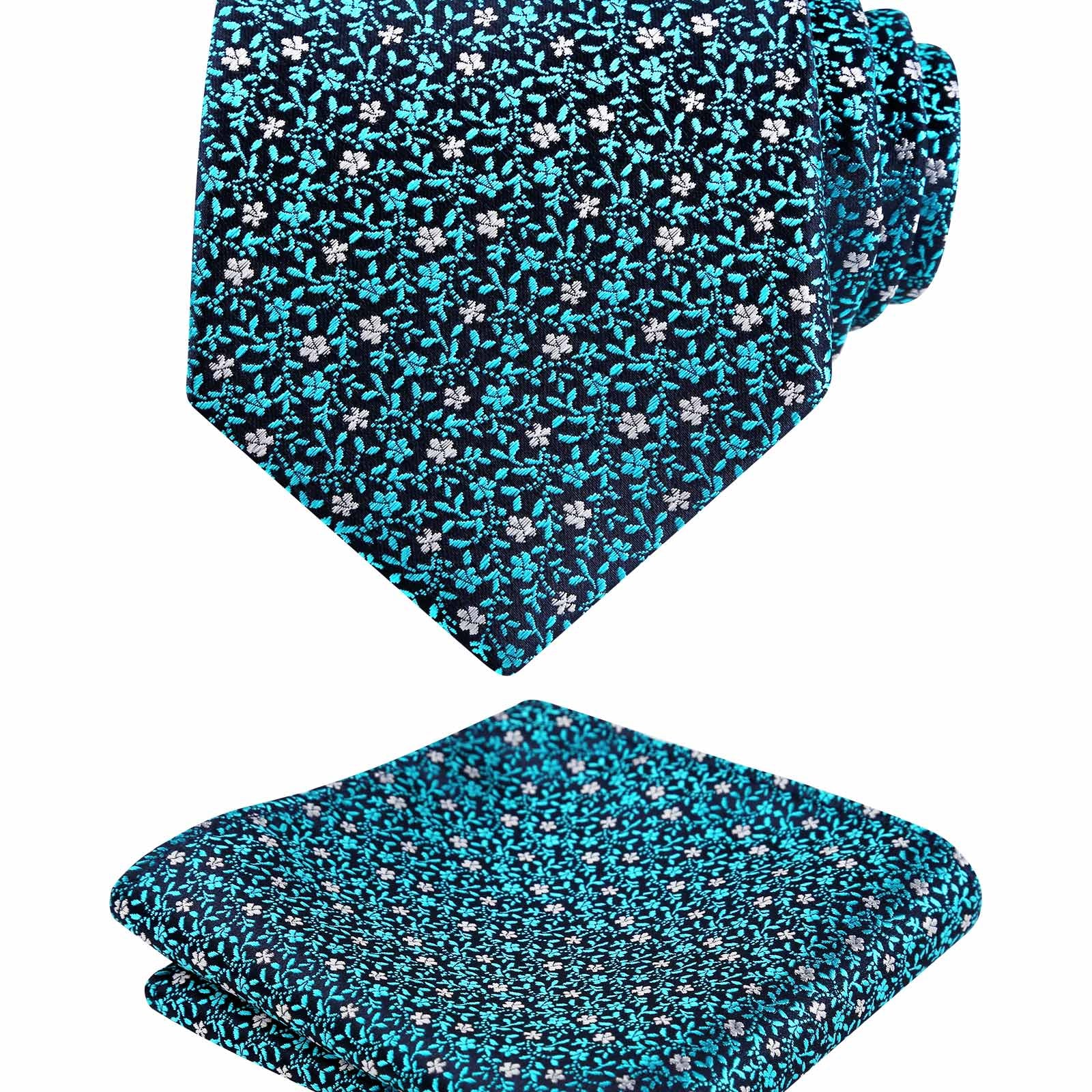 Men's 3.15'' Floral Pattern Tie with Flower Printed Pocket Square Colorful Tie Set, 152