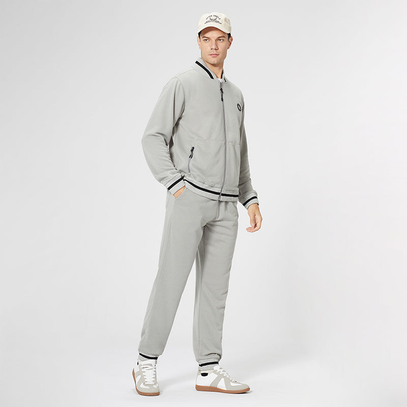 Men's Gray Baseball Jacket and Sweatpants Set SS013