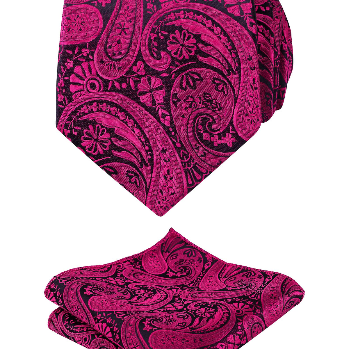 Men's Classic Paisley Necktie with Pocket Square Handmade Floral Tie, Hanky Set, 170