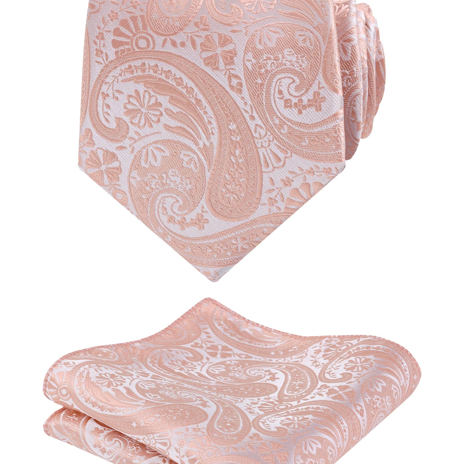 Men's Classic Paisley Necktie with Pocket Square Handmade Floral Tie, Hanky Set, 170