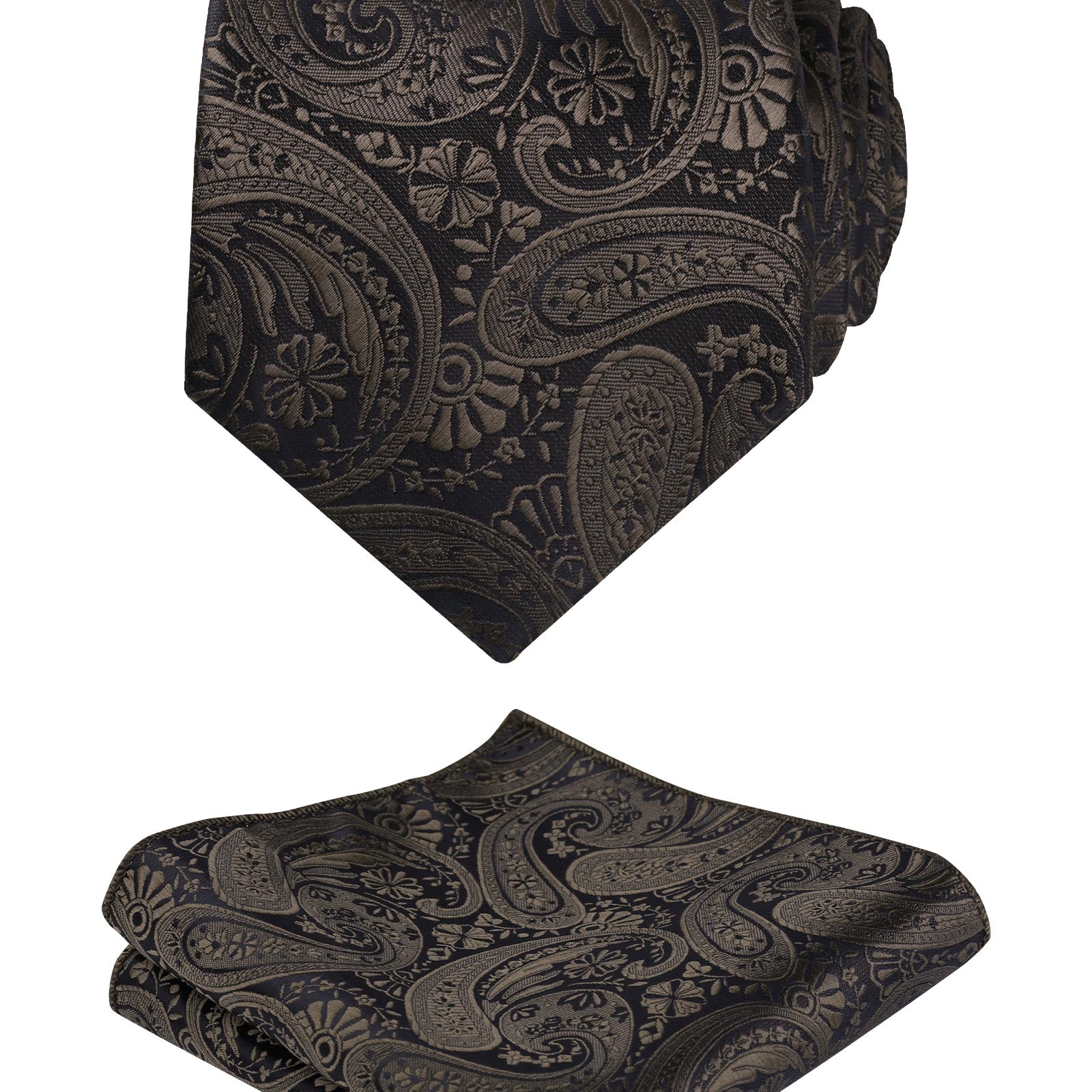Men's Classic Paisley Necktie with Pocket Square Handmade Floral Tie, Hanky Set, 170