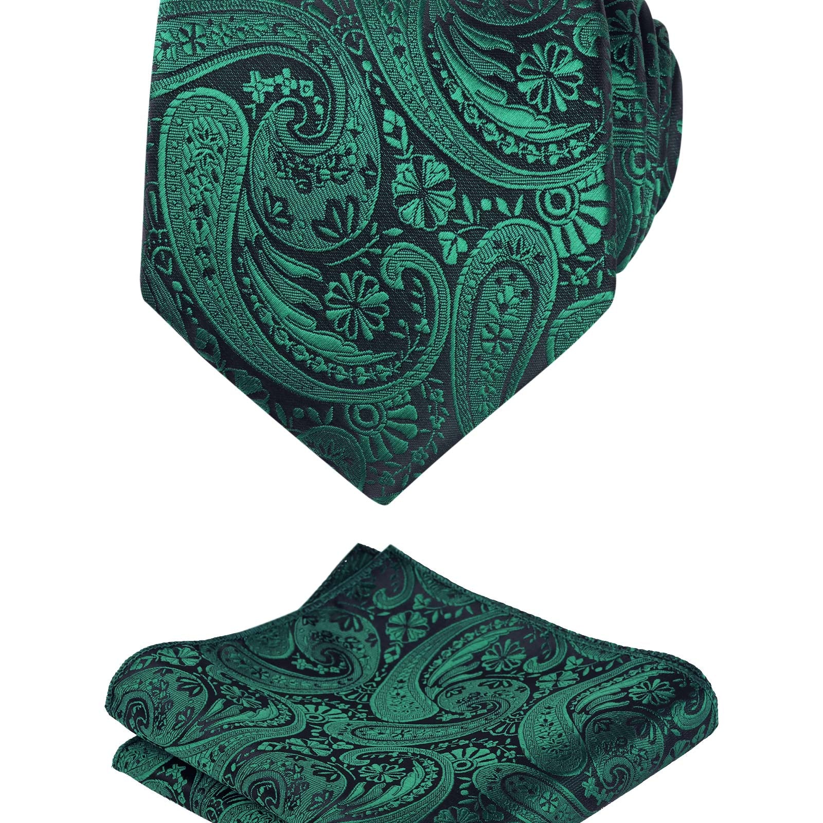 Men's Classic Paisley Necktie with Pocket Square Handmade Floral Tie, Hanky Set, 170