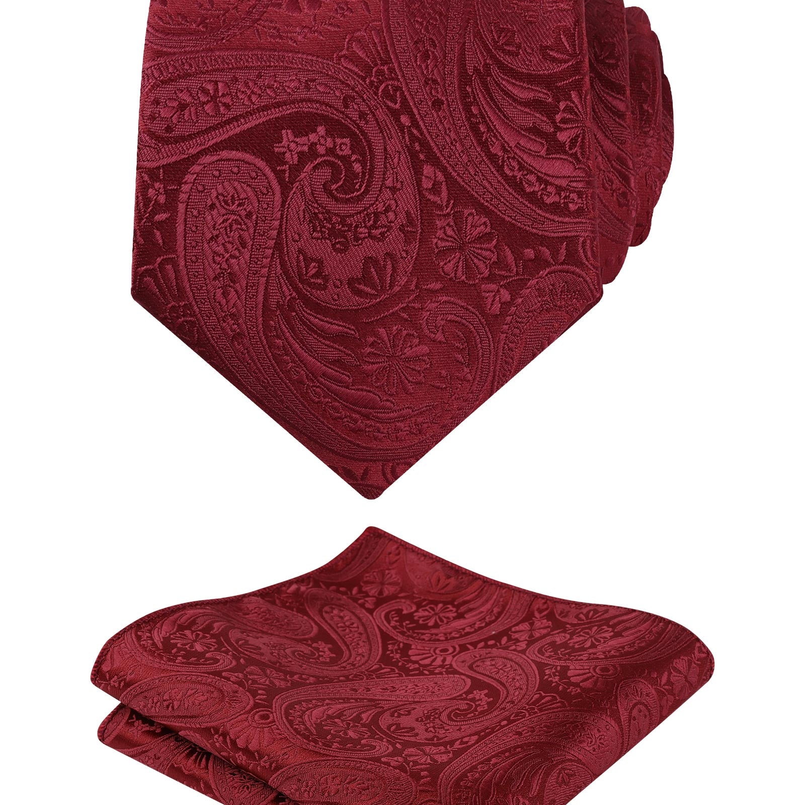 Men's Classic Paisley Necktie with Pocket Square Handmade Floral Tie, Hanky Set, 170