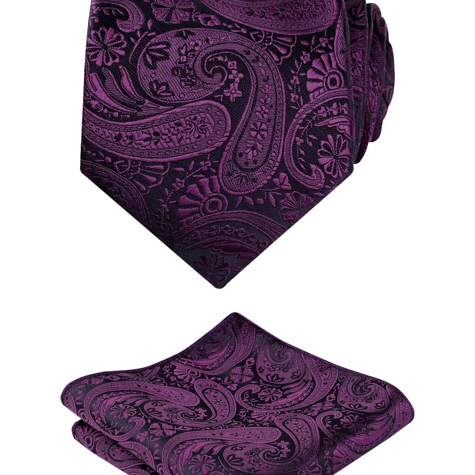 Men's Classic Paisley Necktie with Pocket Square Handmade Floral Tie, Hanky Set, 170