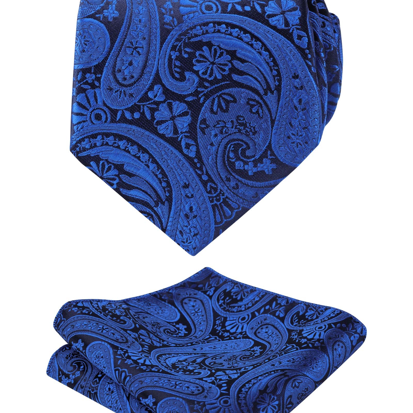 Men's Classic Paisley Necktie with Pocket Square Handmade Floral Tie, Hanky Set, 170