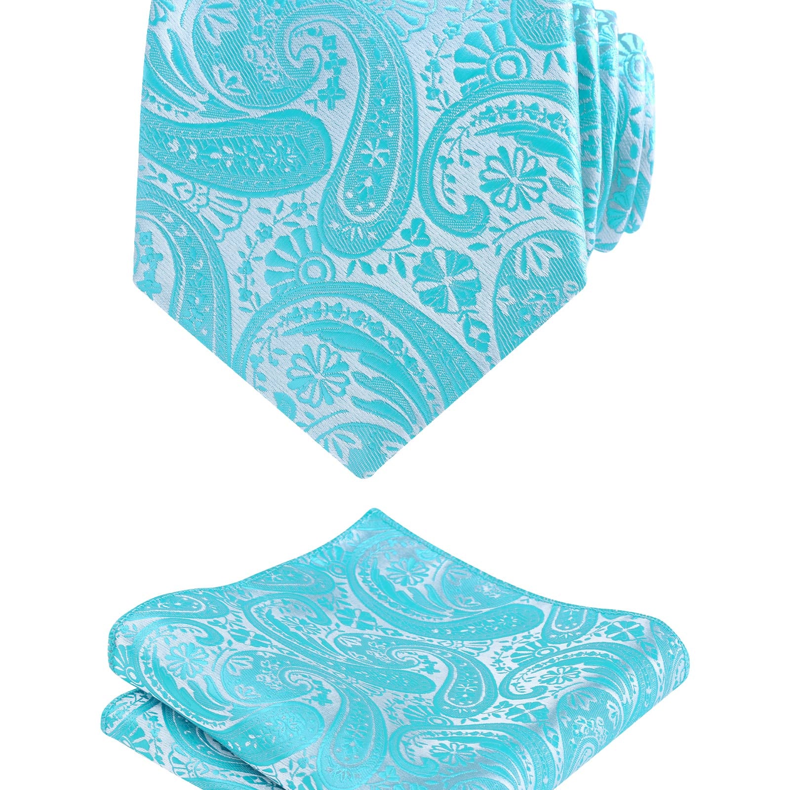 Men's Classic Paisley Necktie with Pocket Square Handmade Floral Tie, Hanky Set, 170