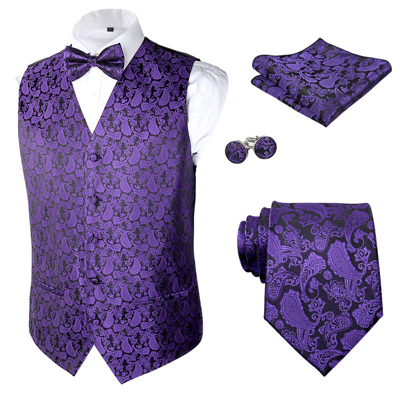 Tie and Handkerchief - Dark purple/patterned - Men