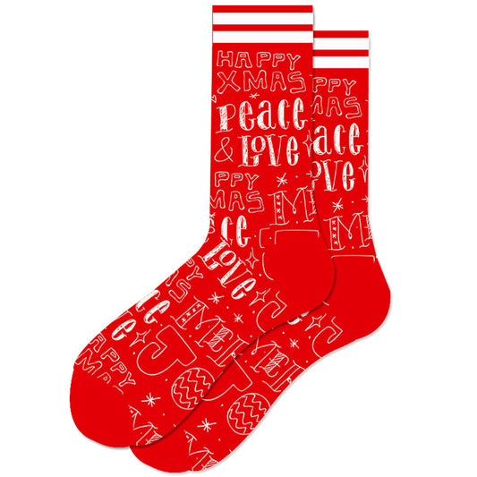 Red Christmas Peace Love Letters Socks SC053