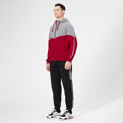 Men's Red Full Zip-up Matching Sweatsuit Set SS011