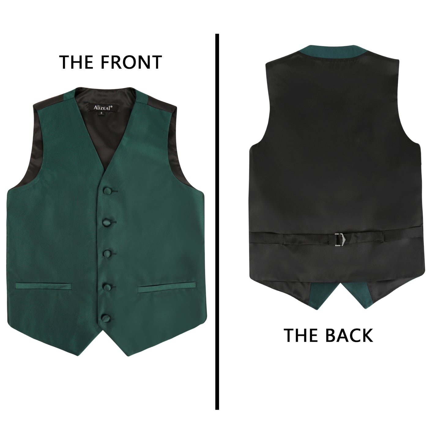 Boy's Classic Solid Bow Tie, Necktie and Suit Vest Set, 078-Dark Green