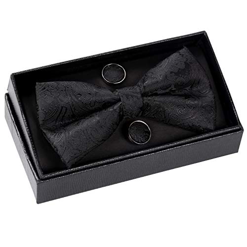 Men's Paisley Pre-tied Bow Tie, Pocket Square and Cufflinks Set #048