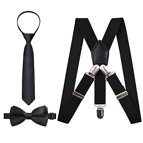 Boy's 1 inch Suspender, Bow Tie and Necktie Set, BD050